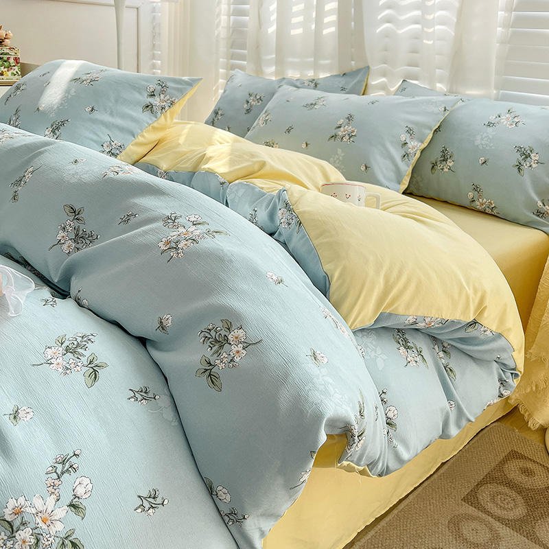 Bed Sheet Double-Layer Yarn Cotton and Linen Household Bedding Kit