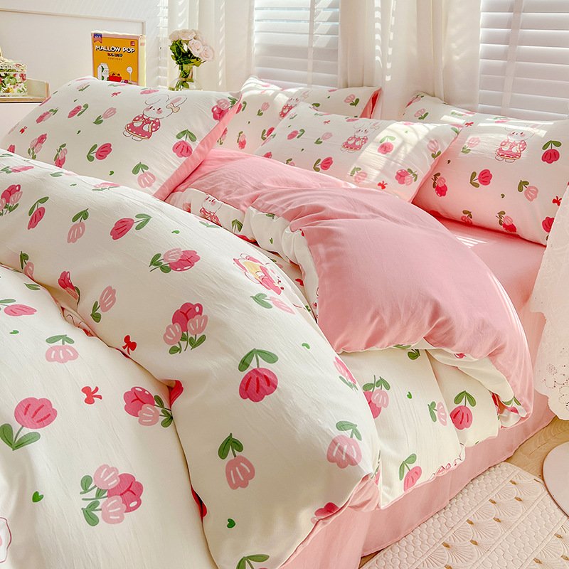 Bed Sheet Double-Layer Yarn Cotton and Linen Household Bedding Kit