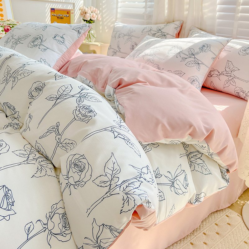 Bed Sheet Double-Layer Yarn Cotton and Linen Household Bedding Kit