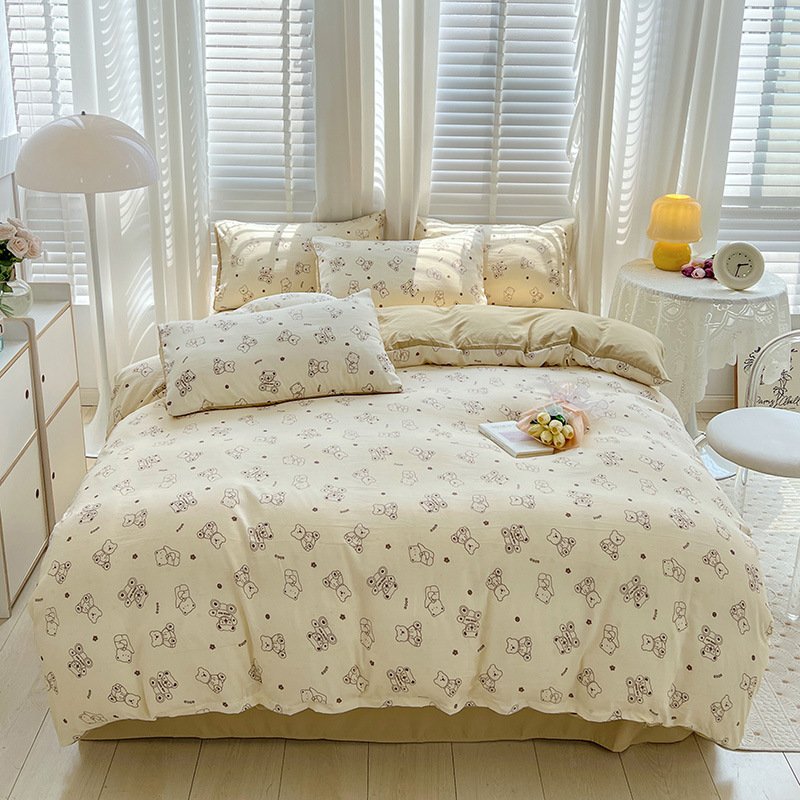 Bed Sheet Double-Layer Yarn Cotton and Linen Household Bedding Kit