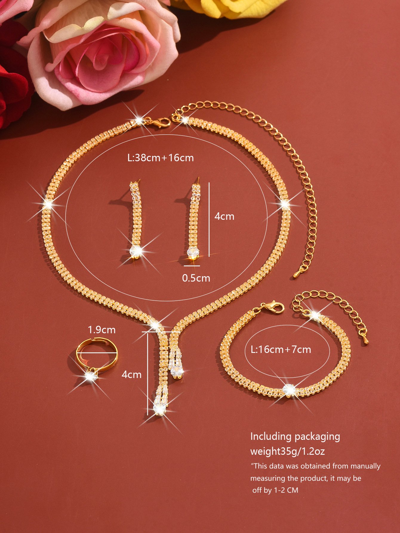 Supply Light Luxury Simple Clavicle Chain Exquisite Claw Chain Crystal Earrings Necklace Set