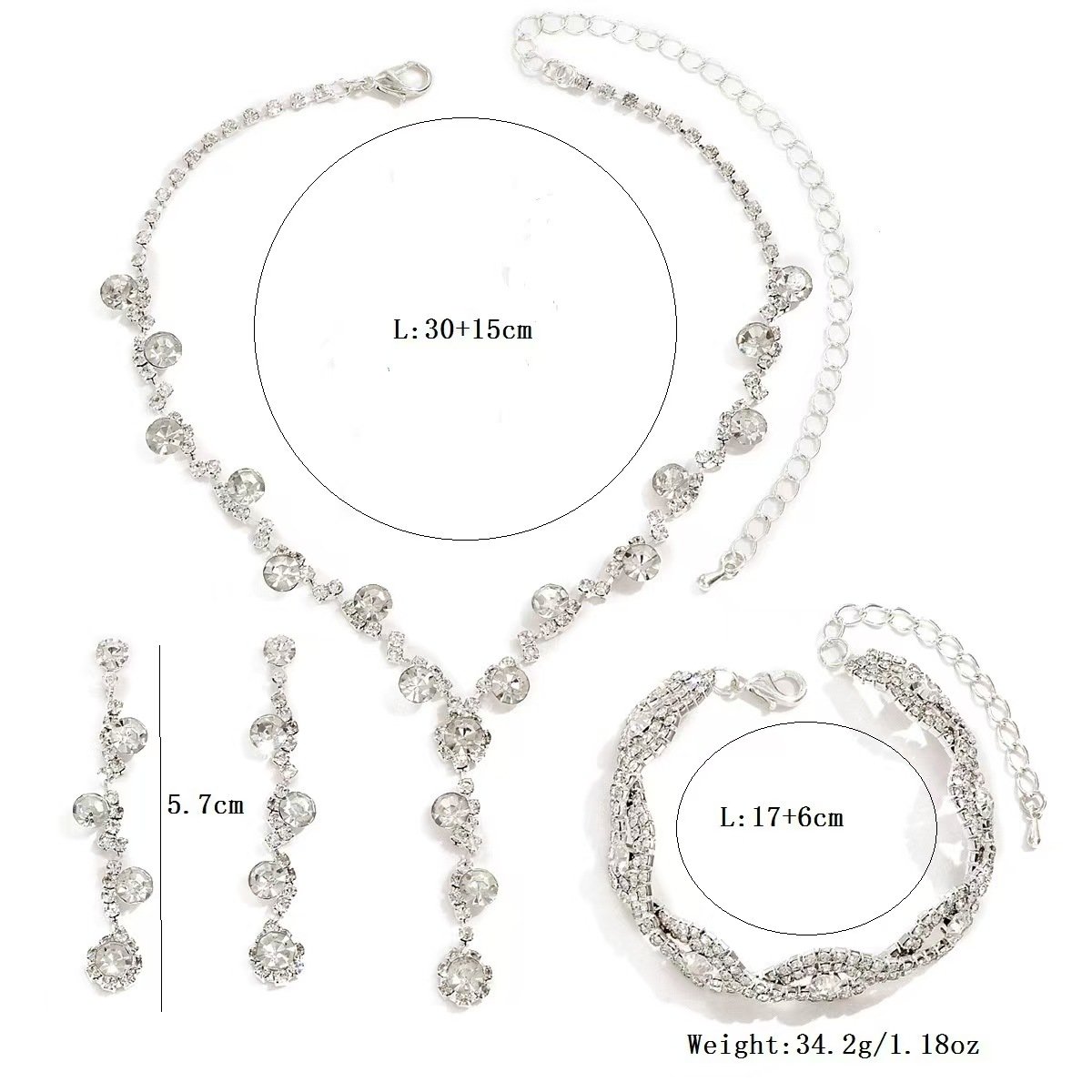 Bridal Rhinestone Water Drop Necklace and Earrings