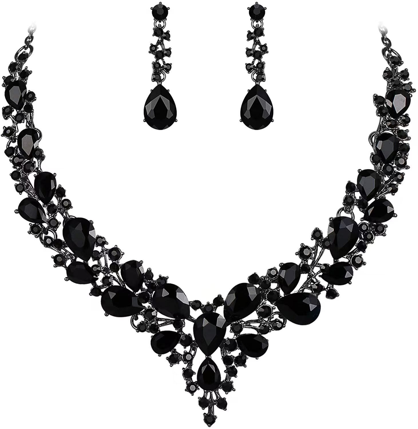 Alloy Water Drop Diamond-Encrusted Luxury Bridal Necklace