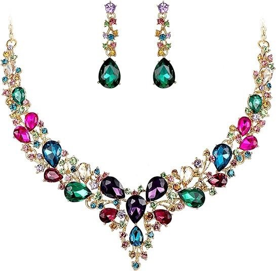 Alloy Water Drop Diamond-Encrusted Luxury Bridal Necklace