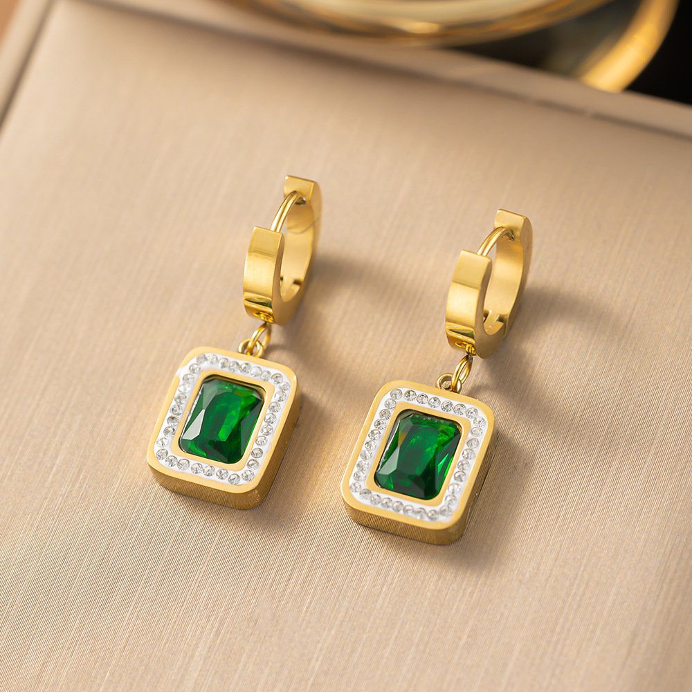 European and American High-End Light Luxury Emerald Sugar Cube Chain